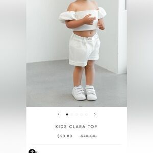 Angel White Textured Puff Sleeve Girls Top